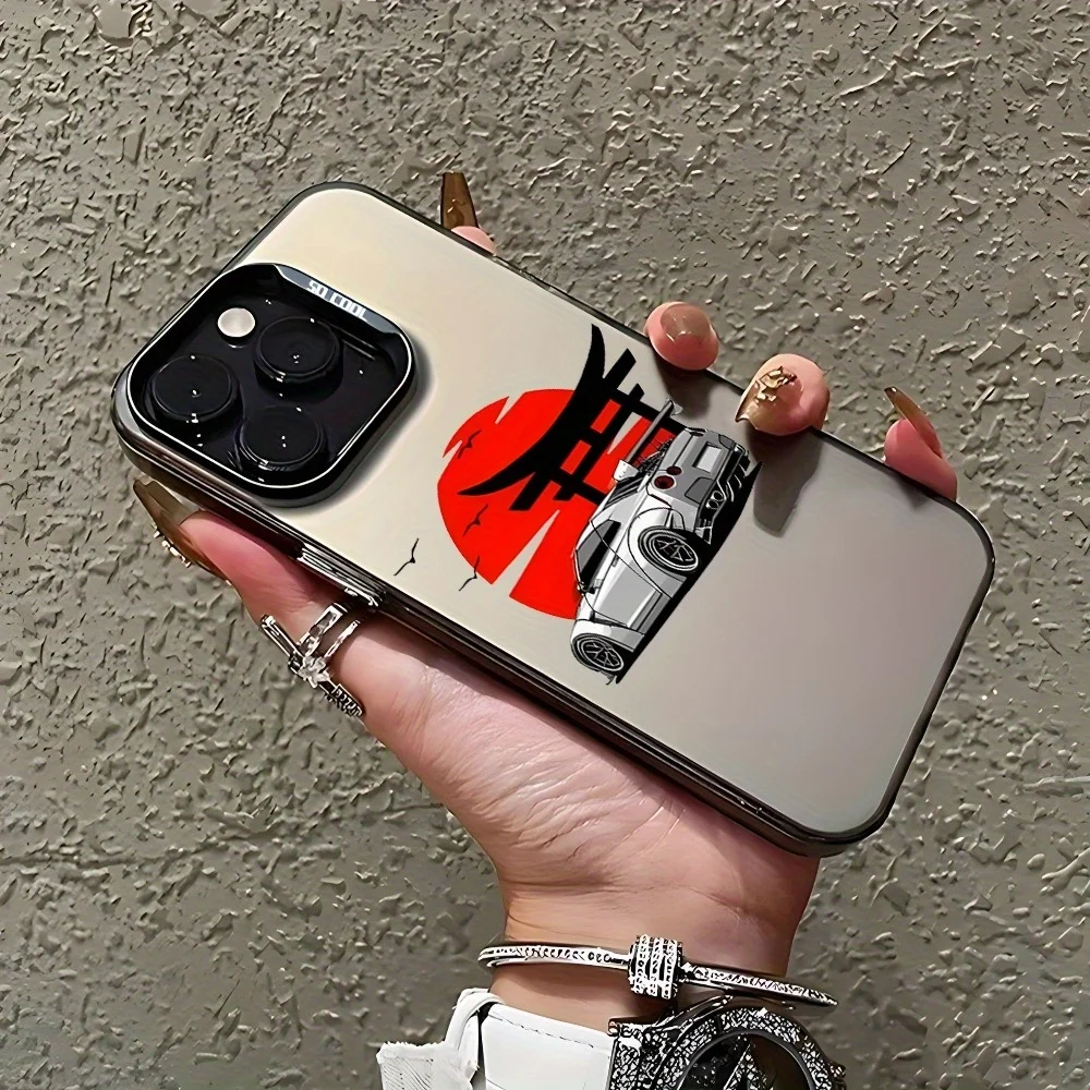 Sunset sports car silver-plated mobile phone case for iPhone 17 16 15 14 13 12 11 Pro/Max/Plus anti drop cover view 2