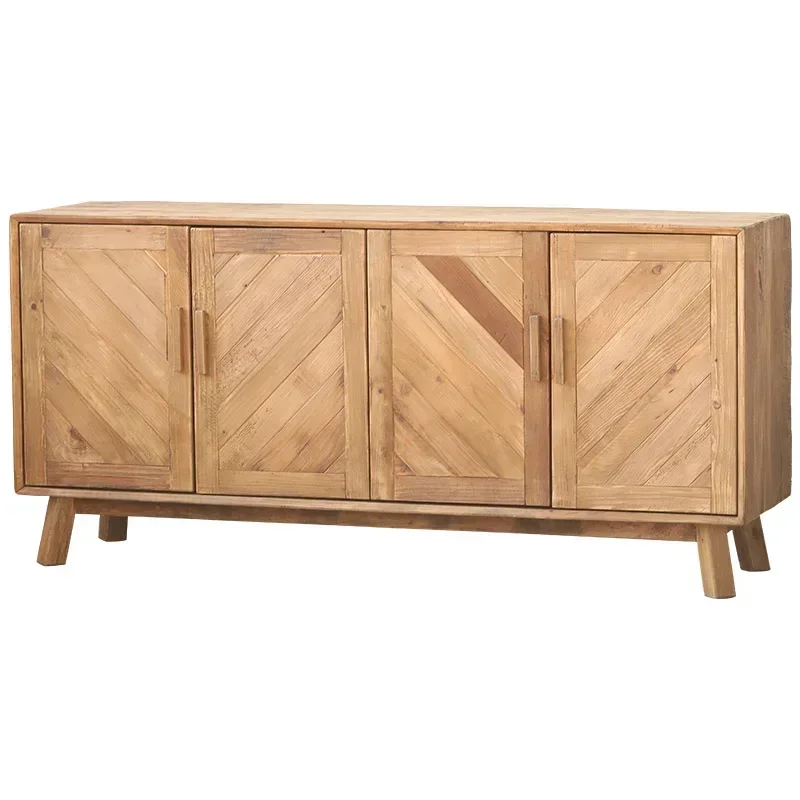 خزانة مدخل من الخشب الصلب بخياطة من نسيج التويل بأربعة أبواب، خزانة تخزين قديمة من خشب الصنوبر