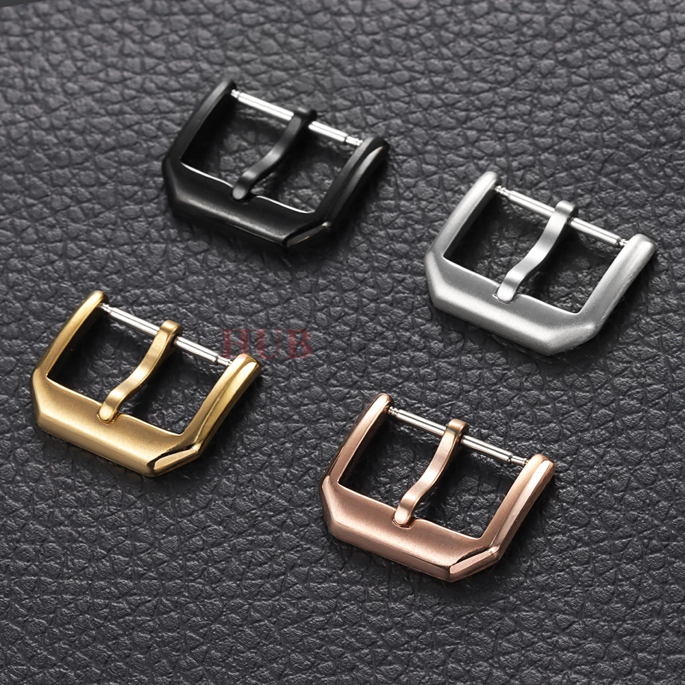 307 Stainless Steel Clasp Light Weight Buckle Genuine Cowhide Strap Buckle Metal Matte Silver Black Band Button 16mm 18mm 20mm