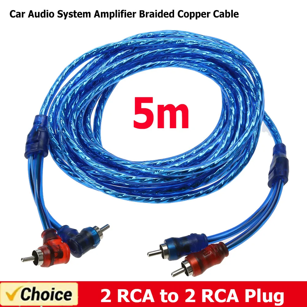 

5m Car Modified 2 RCA to 2 RCA Audio Cable Pure Copper Car Audio Power Amplifier Cable Automotive Electronics Accessories