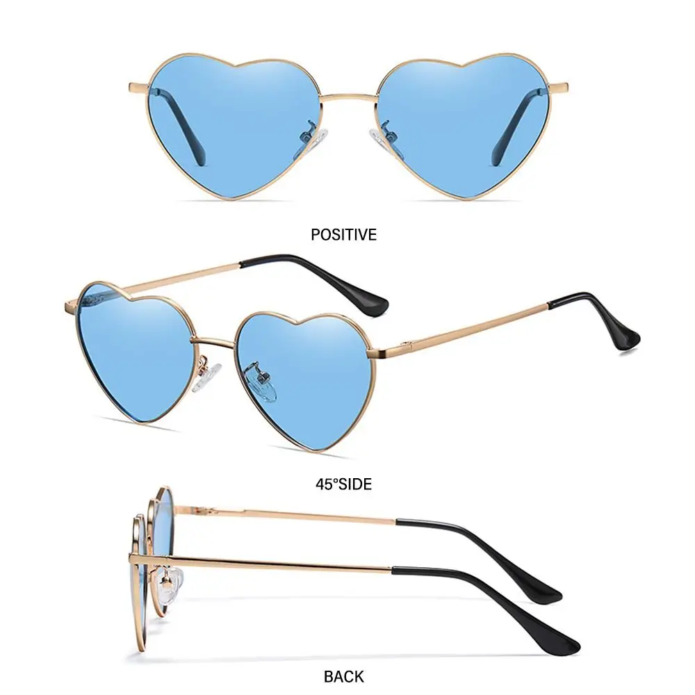 Women UV400 Protection Fancy Accessories Shades Heart Sun Glasses Heart-Shaped Sunglasses 90s Glasses