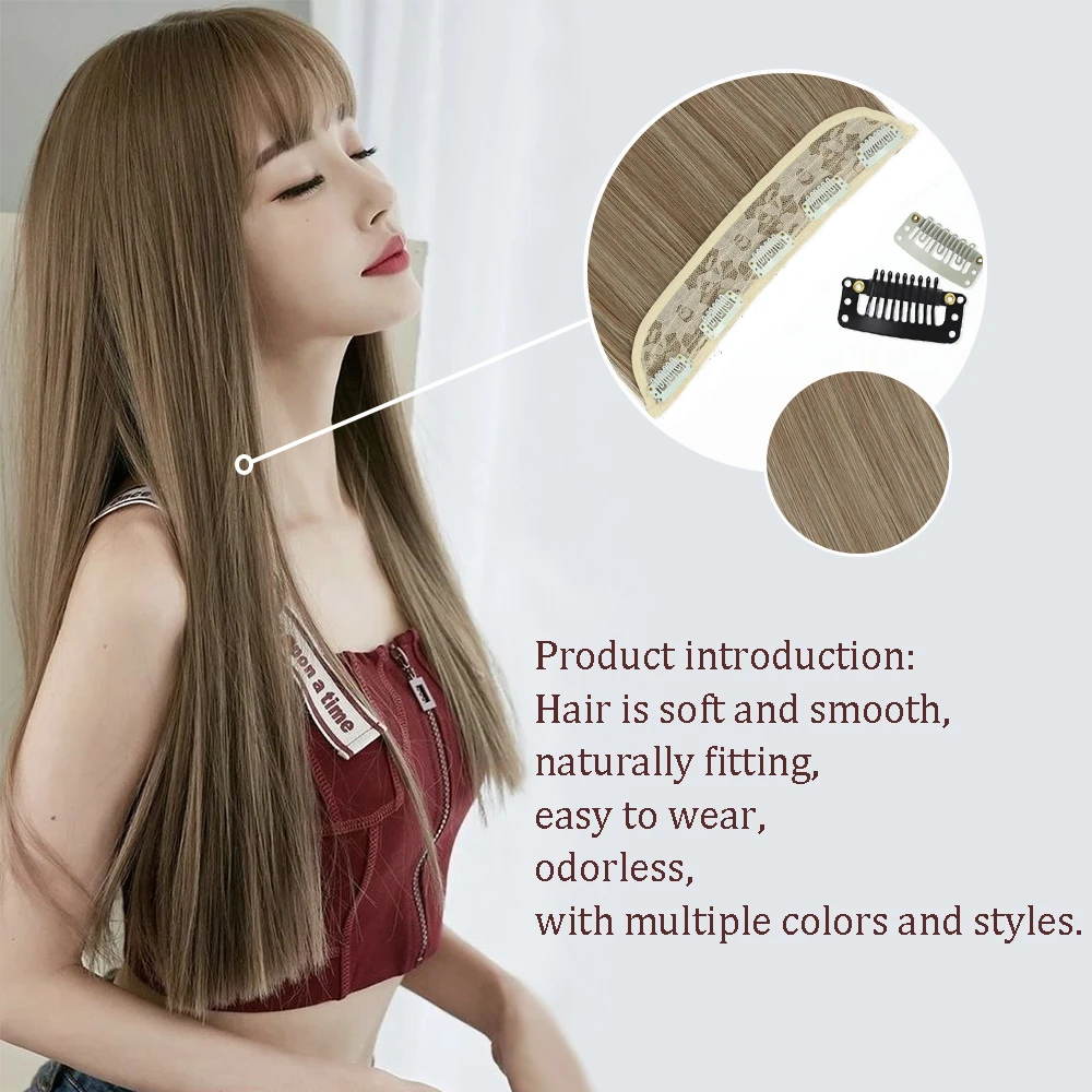 Synthetic 5 Clip On Hair Extension Long Straight Hairpiece Natural Heat Resistant Fiber Fake Hair For Women Hairstyle