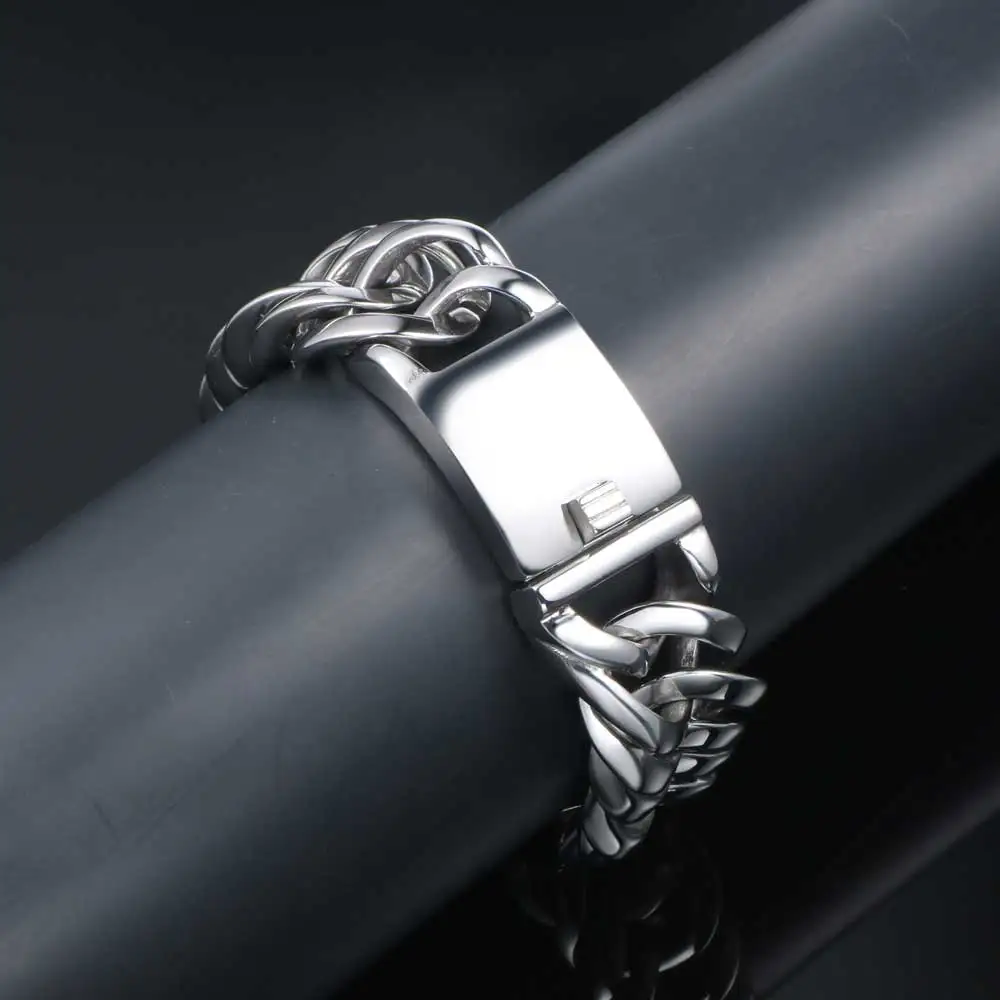 Silver Color Twisted Men Bracelets Bangles 316L Stainless Steel Wrist Band Hand Chain Male Accessory Hip Hop Party Rock Jewelry