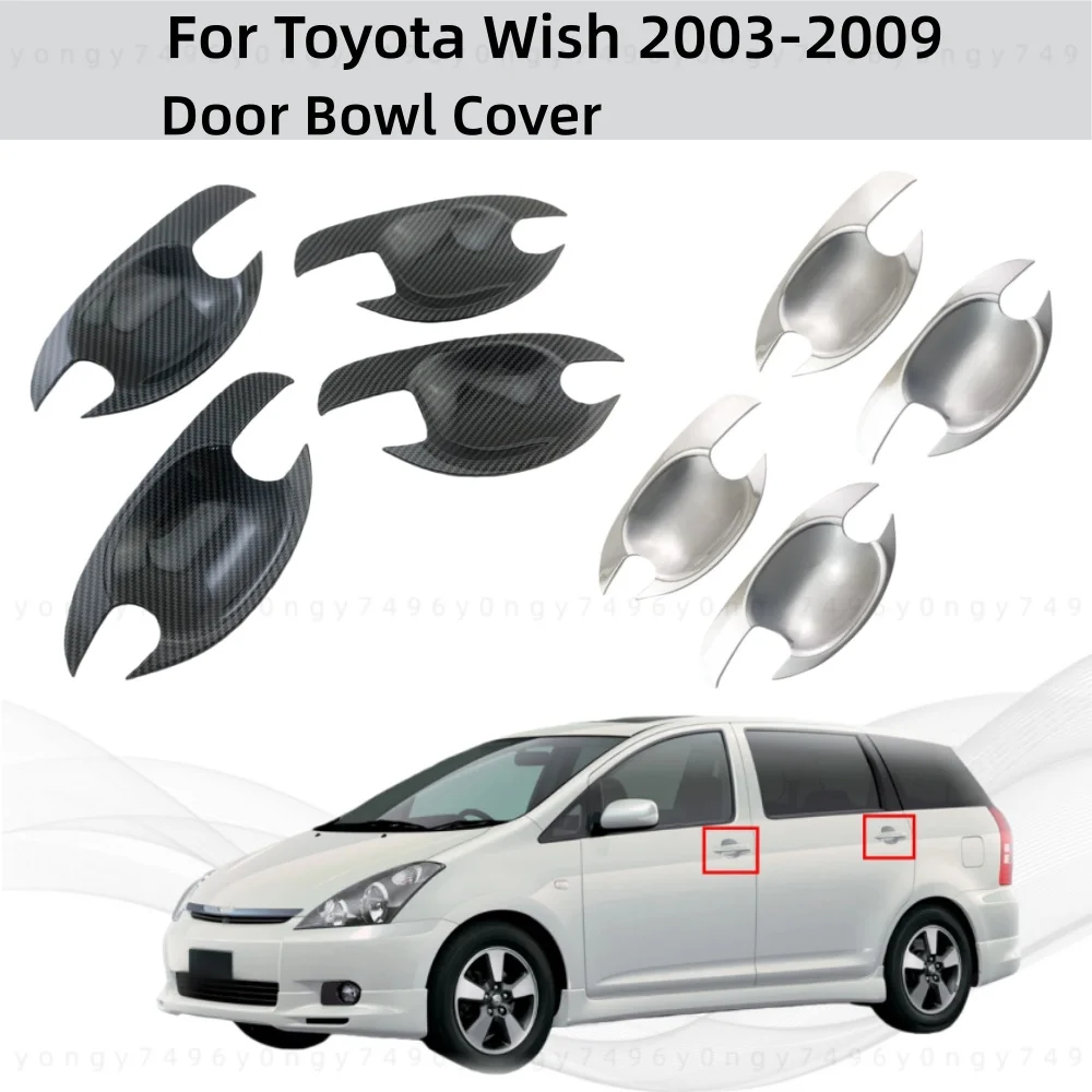 

Gloss Carbon Decoration Car Accessories Door Handle Bowl Covers Trim Paste Style For Toyota Wish 2003 2005 2006 2007 2008 2009