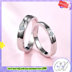 Moissanite Couple Wedding Rings 925 Silver Rhodium Plating Diamond Test Past D Color Moissanite Engagement Ring for Men&Women