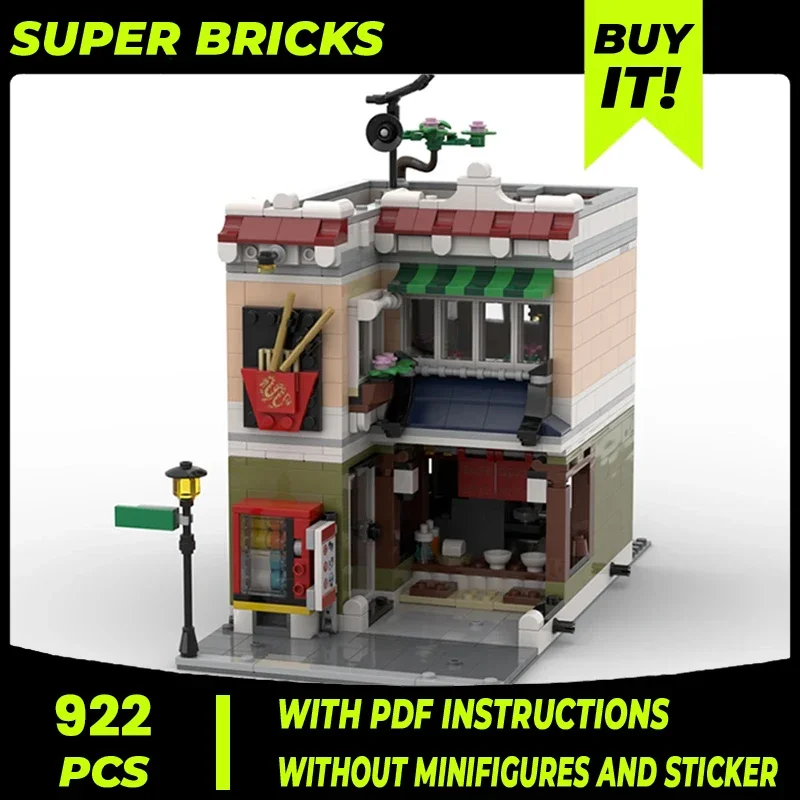 

Moc Building Blocks Street View Model Street Noodle Shop Technical Bricks DIY Assembly Construction Toys For Child Holiday Gift