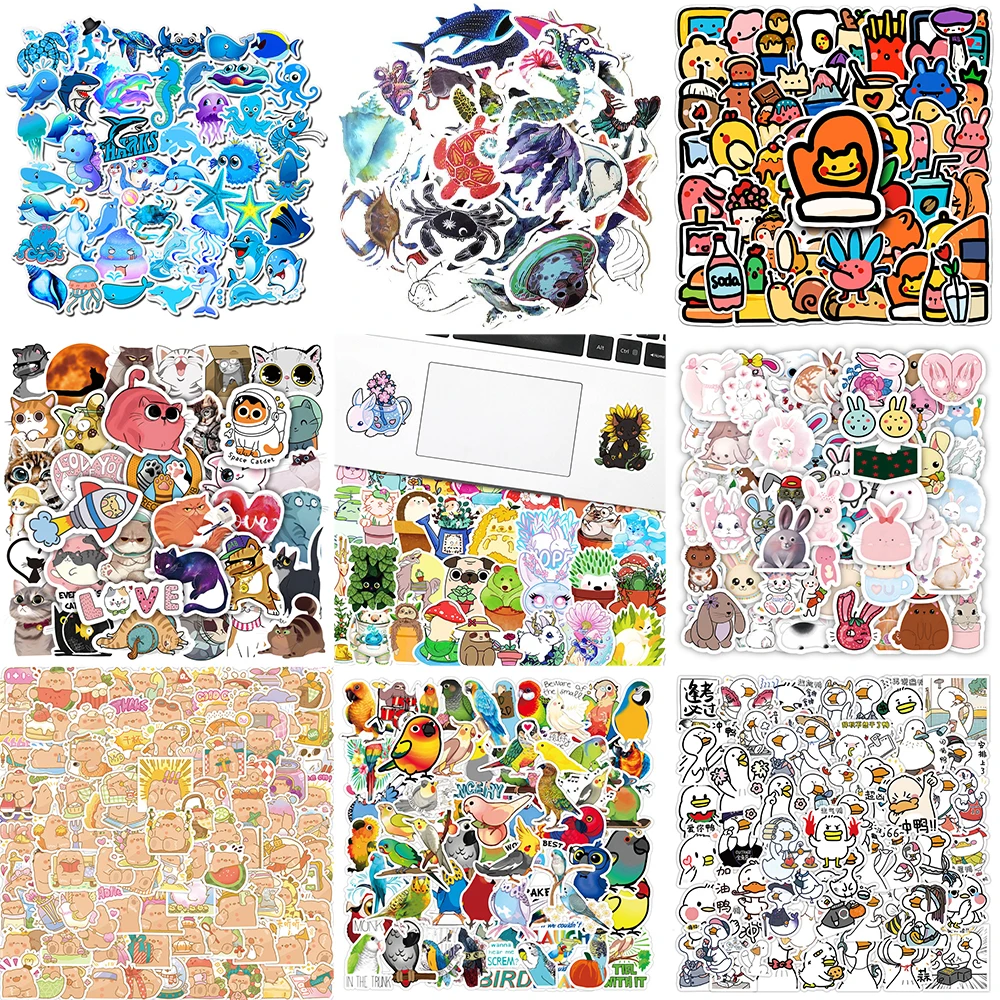 Autocollants animaux mignons de dessin animé, décoration créative, graffiti perroquet, ordinateur portable, bagages, téléphone, réfrigérateur, casque, vente en gros, 10 pièces, 30 pièces, 50 pièces