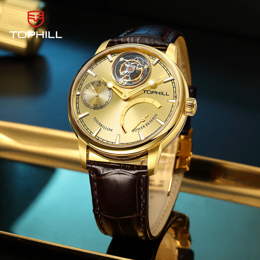 

TOPHILL Men's Automatic Mechanical Watch Luxury Skeleton Tourbillon Sapphire Glass 50M Waterproof Business Dress Watches for Men