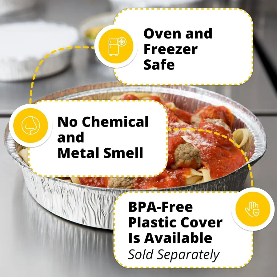 9 مقالي دائرية من رقائق الألومنيوم للاستعمال مرة واحدة مكونة من 100 قطعة مع جدران بزاوية عميقة 1.75 لتحميص الخبز والطبخ والتجميد مثالية لـ Pi