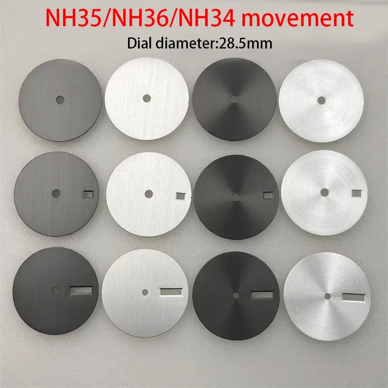 Round Sand Texture 28.5mm Watch Dial Blank Watch Faces for NH35/ NH36/ NH34 Movement DIY Accessories None/single/double Calendar