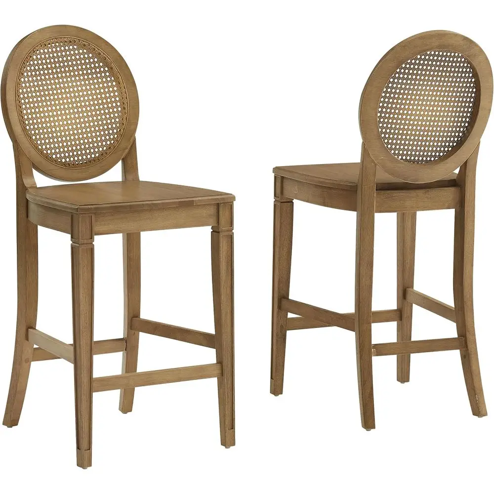 

Набор из 2 овальных барных стульев с ротанговым сиденьем, цвет дрифтвуд