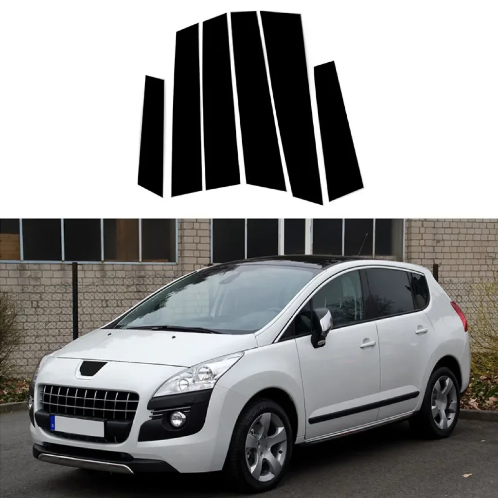 

6Pcs Glossy Black Pillar Posts Fit For Peugeot 3008 T84 2007 2008 2009-2016 Window Decoration Cover Door Side Trim Sticker