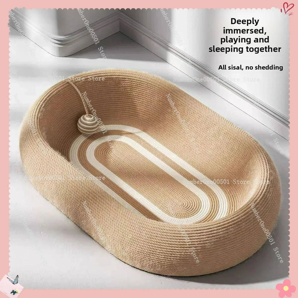 For Cats Large Sisal Cat Scratching Post Bed Durable Scratch Resistant No Shedding Cat Furniture Integrated