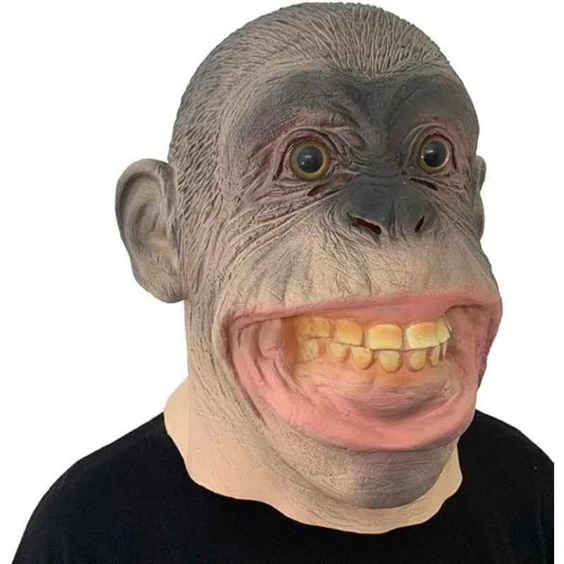 Monkey Mask Funny Animal Head Gorilla Mask Costume Props Creepy Cosplay Latex Scary Realistic Face Weird Mask for Women Men