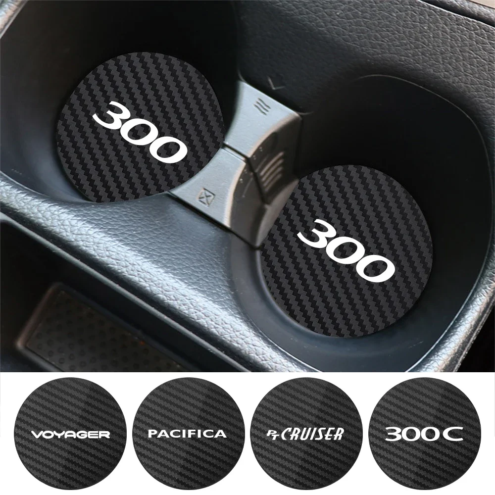 2PCS Car Cup Slot Non-Slip Mat Auto Accessories For Chrysler 300C 300 PT Cruiser Voyager Sebring Pacifica 2004 Crossfire 200