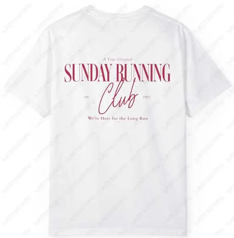 Sunday Running Club Shirt Motivational Cute Aesthetic Workout T-Shirt for Women Trendy Best Friend Gift Funny Print Cotton Tops