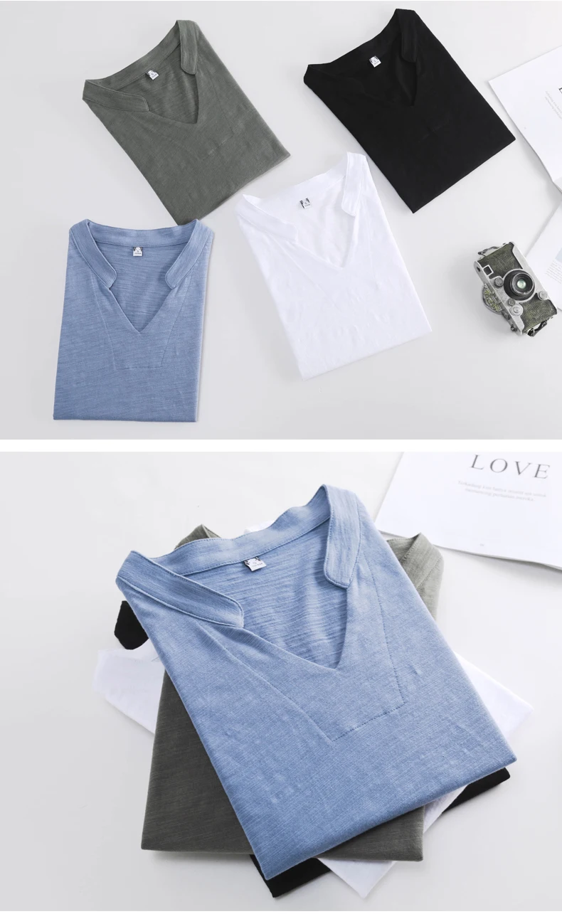 2026 Sommer Bambus-Baumwoll-T-Shirt für Damen, V-Ausschnitt, Weiche T-Shirts, Klassische Mode, Größen S-3XL, Damen-Oberteile – Detail 14