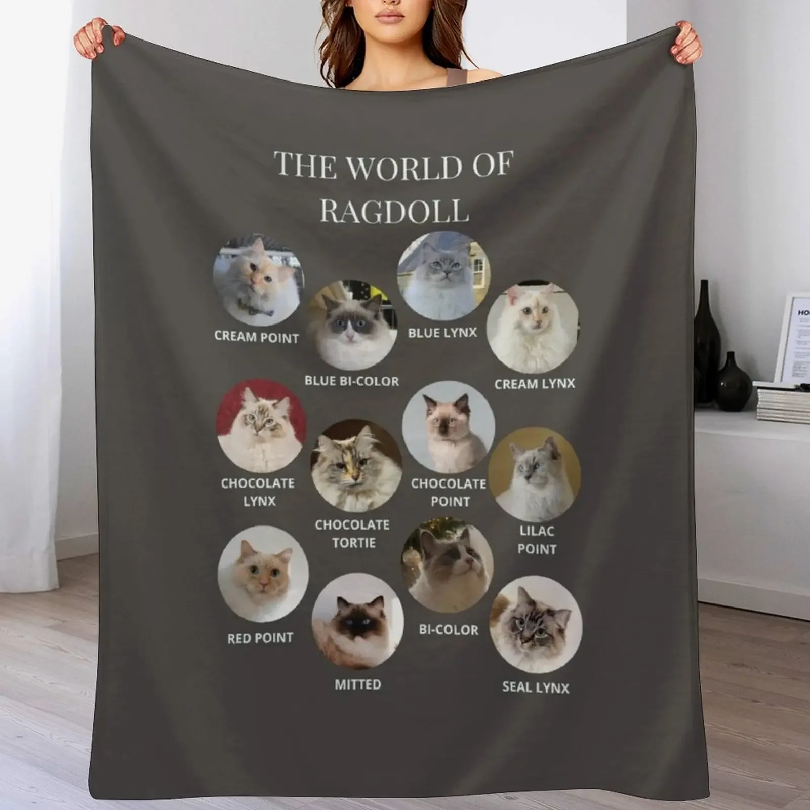 

The World of Ragdoll Cats Throw Blanket Shaggy valentine gift ideas Flannel Fabric Bed covers Blankets