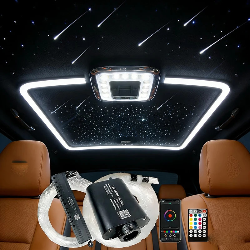 

Star Meteor Light Kit приложение Автомобильная комната Волоконно-оптическая крыша Звездное небо Потолок Стрельба Светодиодная комбинированная лампа Кабельный эффект RF love LED