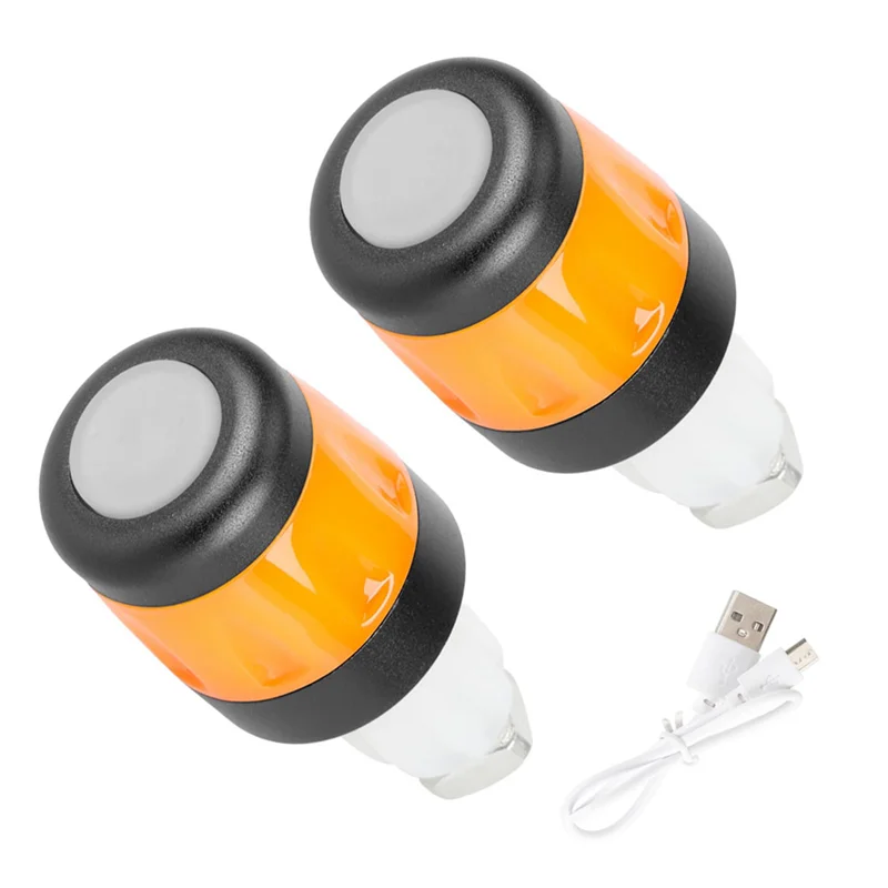 2Pcs Electric Scooter Handlebar Lights LED Warning Light Handlebar End Plugs Waterproof Turn Signal Lights Black+Orange Rich