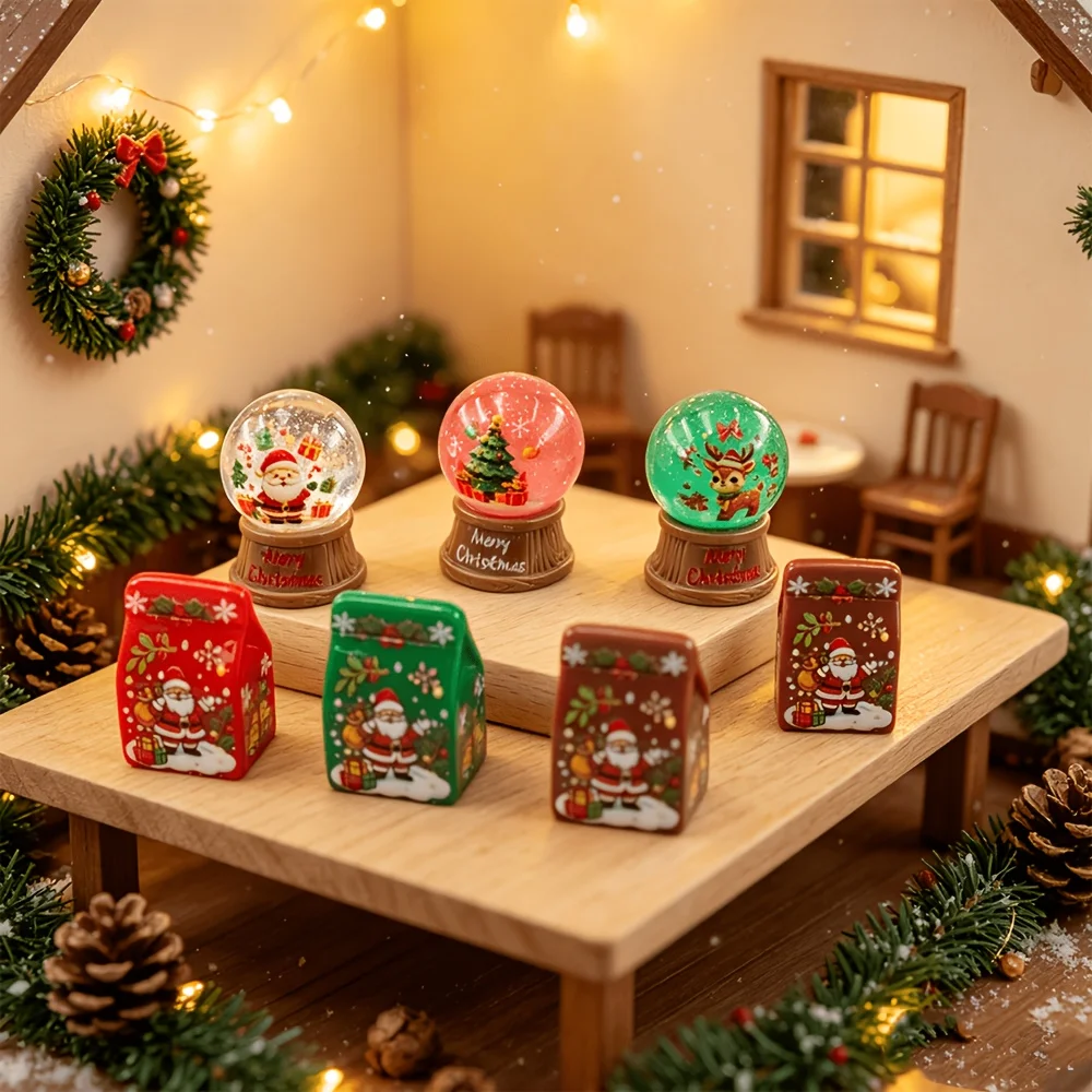 10/25pcs Winter Christmas Theme Mini Ornaments,Suitable for Mini Scene Decoration,Home Decor,Christmas Gift,Party Decoration