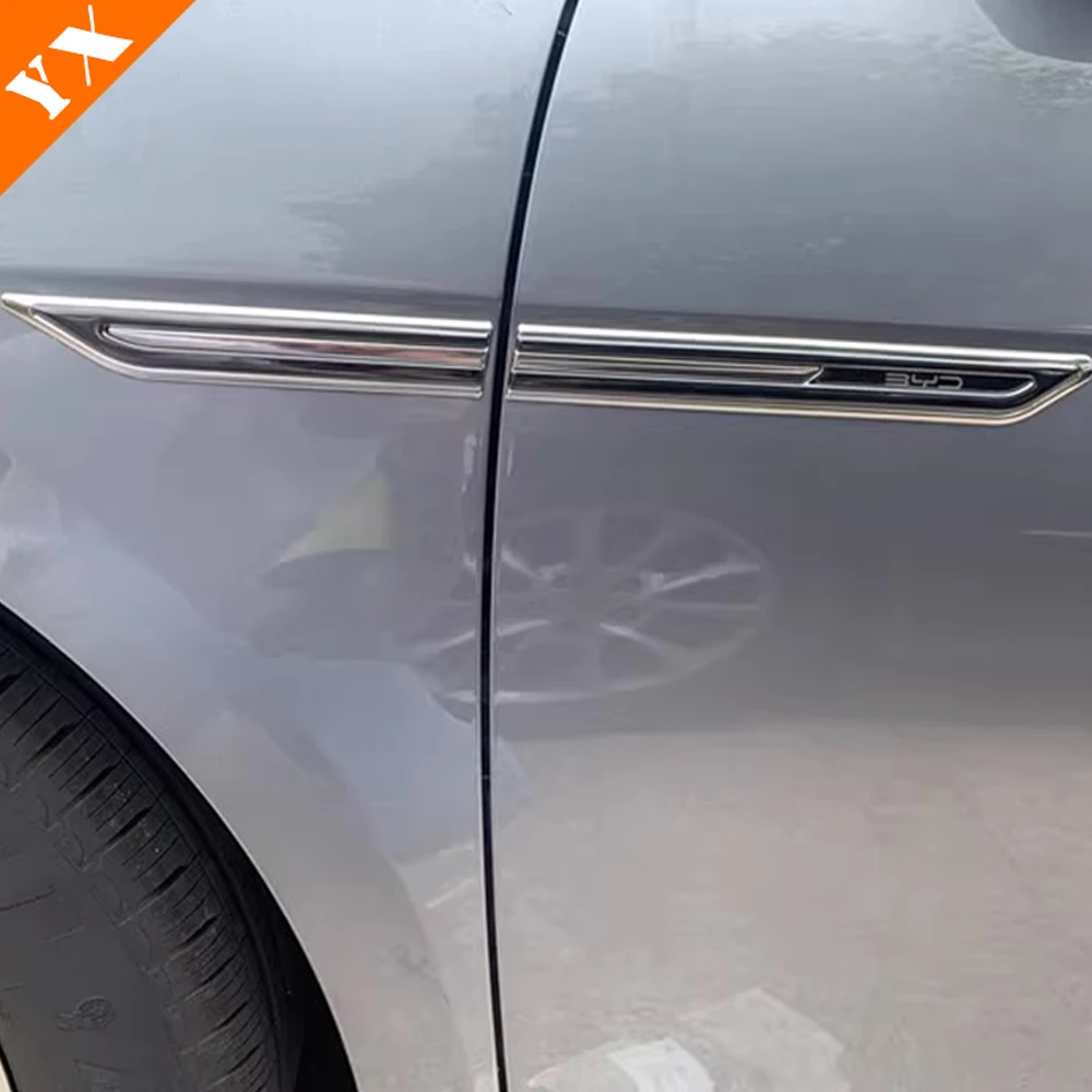 For BYD Destroyer 05 Accessories 2022-2024 Stainless Leaf Plate Car Fender Cover Car Windshield Spoiler Trim Exterior Moulding