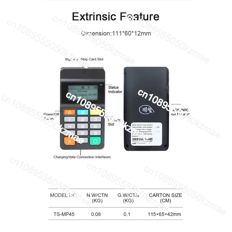 Keypad Keyboard Credit Chip Card Reader Writer with EMV PCI MPOS Approved USB BT Connection ICC NFC Pinpad System