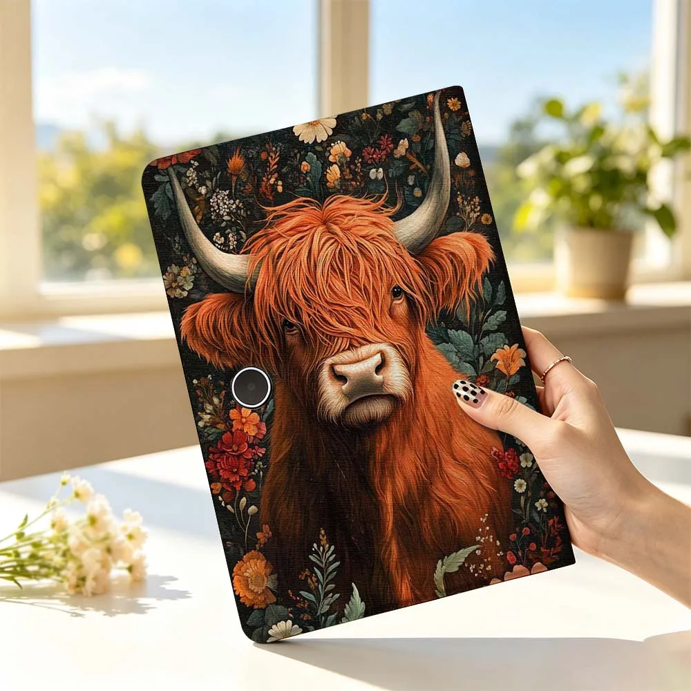 Highland Cow Paint For OPPO VIVO IQOO OnePlus Realme Pad 3 Pro 13 12.1 11.61 11.4 10.36 11 inch Tablet Case Soft