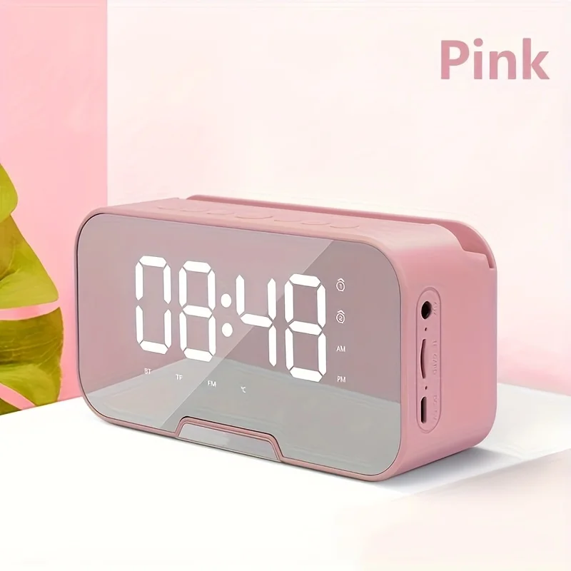 Portable Wireless Mini Speaker, FM Radio Function, Display Clock Temperature Wireless Microphone, LED LCD Full Screen