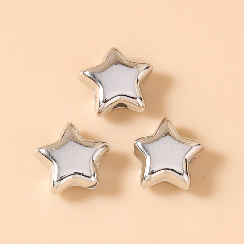 Leslie 50 Stück 9*10mm Gold Silber Farbe CCB Stern-Anhänger Perlen für Schlüsselanhänger Handgemachte DIY Stern-Anhänger Sommer Strand Schmuck Geschenk – Detail 2