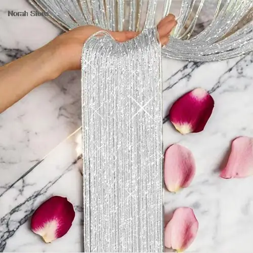 반짝이는 태슬 라인 스트링 커튼, 창문 문 칸막이 드레이프, 집 거실 카페 인테리어 장식, 1x2m 