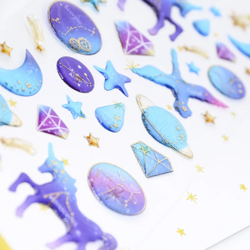 Korean 3D Epoxy Crystal Stickers Self Adhesive Scrapbooking Decor DIY Mobile Phone Staionery Art Diamond Sticker Decals 7x19.5cm