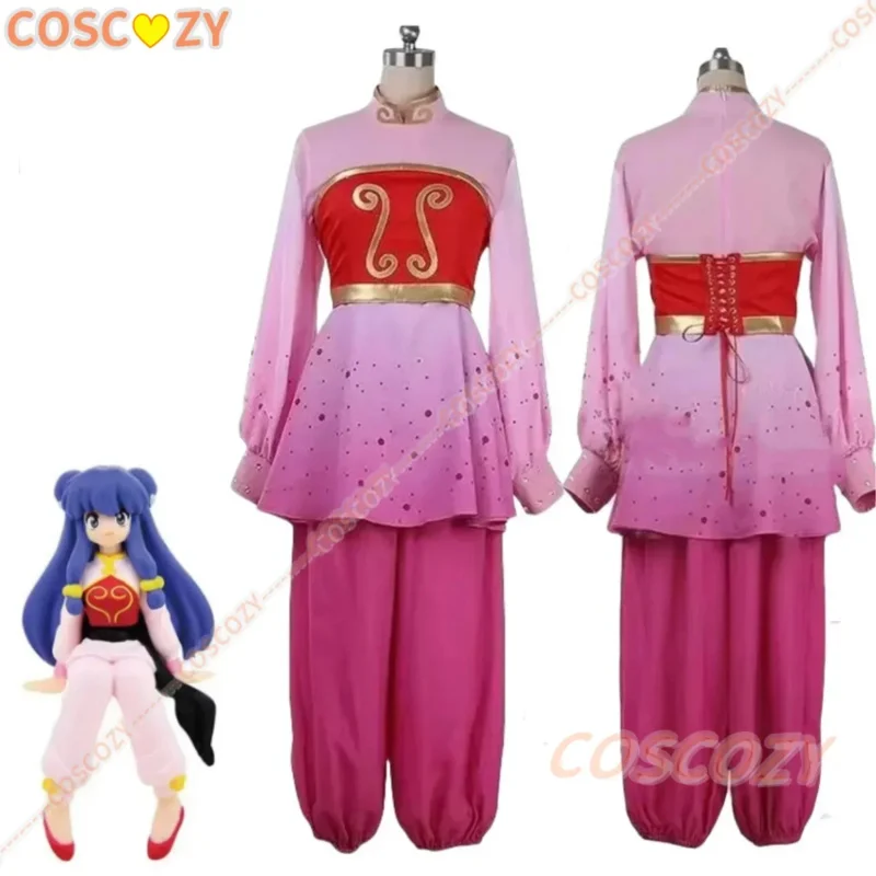 Anime Ranma Shampoo Cosplay Costume Wig  ½ Women Cheongsam Style Stand Up Collar Long Sleeves Shirt Tube Top Pants Custom Size