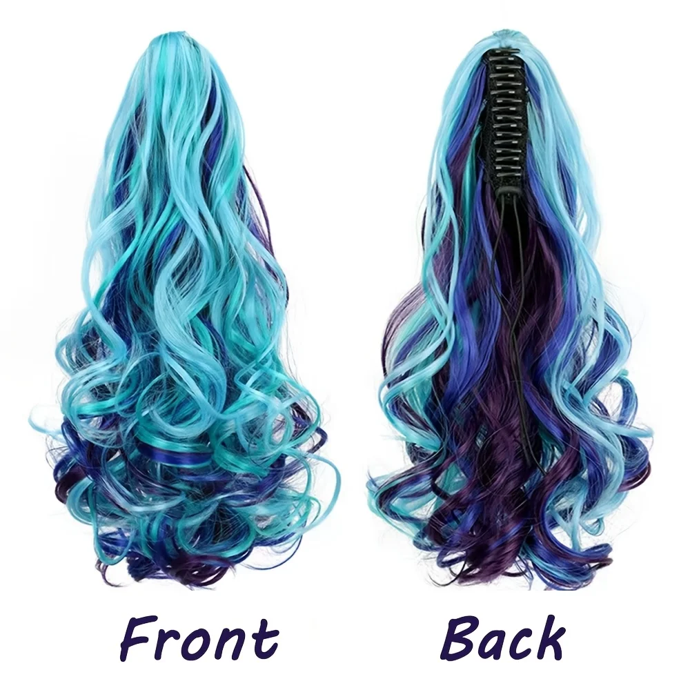 extensao-de-cabelo-sintetico-em-cores-do-arco-Iris-com-presilha-de-garra-peruca-curta-e-cacheada-para-mulheres-ideal-para-festas-de-halloween