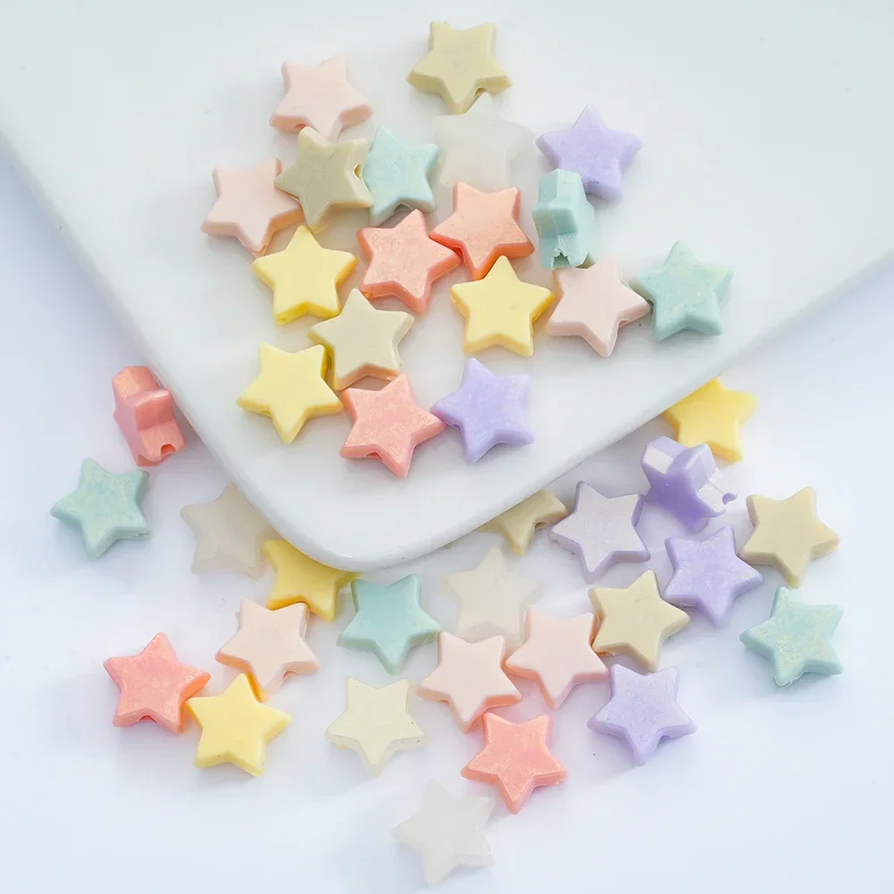 30pcs 10mm Colourful Five-pointed Star Acrylic Loose Spacer Beads for Jewelry Making DIY Handmade Bracelets Accessories