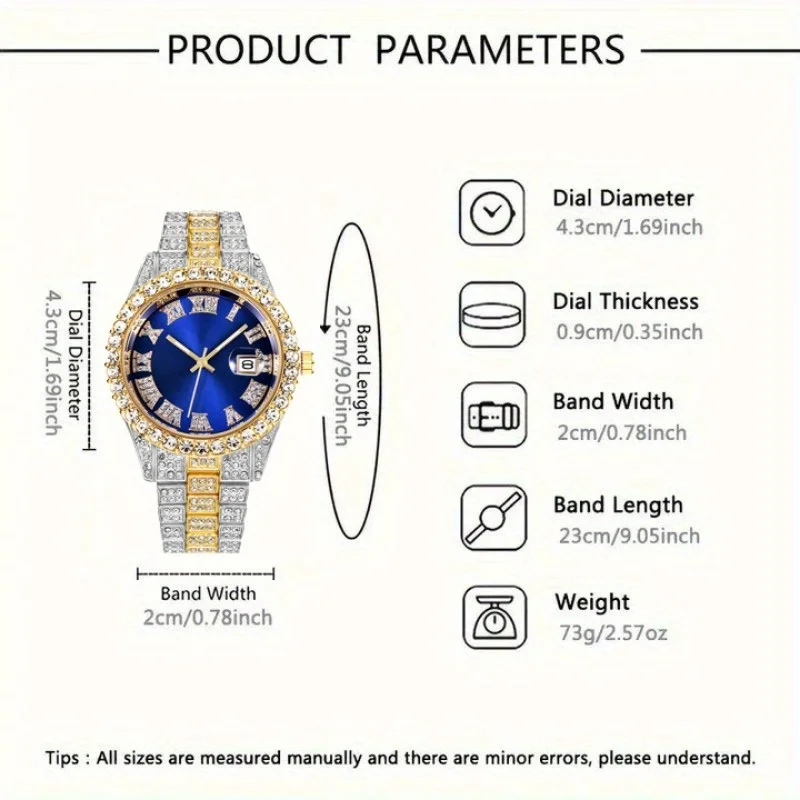 4pcs/set, Business Luxury Men's Rhinestone Watch Jewelry Set, Classic Silvery Men Quartz Calendar Wrist Watch - Gifts for Men,