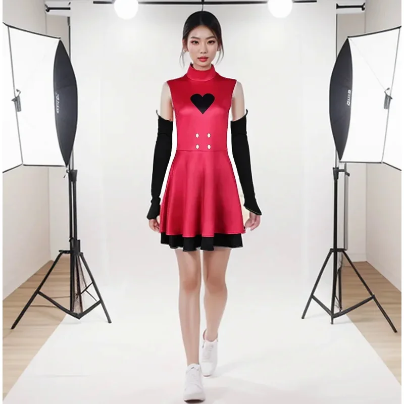 Anime hotel charlie cosplay hazzbin charlie morningstar cosplay kostüm rote uniform verrückter kampf anzug anime halloween party