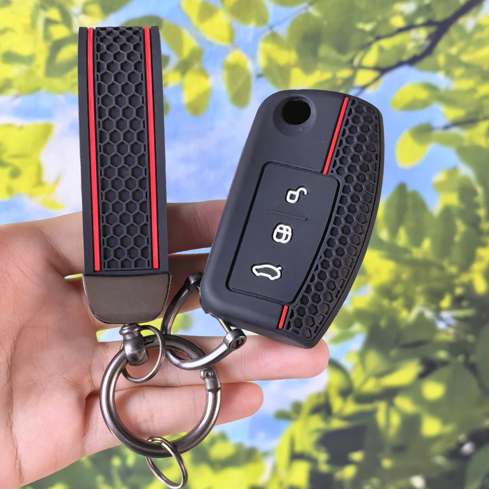 Flip Sleeve With Keychain For Ford Focus Mk2 C Max S-MAX EcoSport Fusion Fiesta Mk7 Cougar Mondeo Mk2 Mustang Mach Honeycomb
