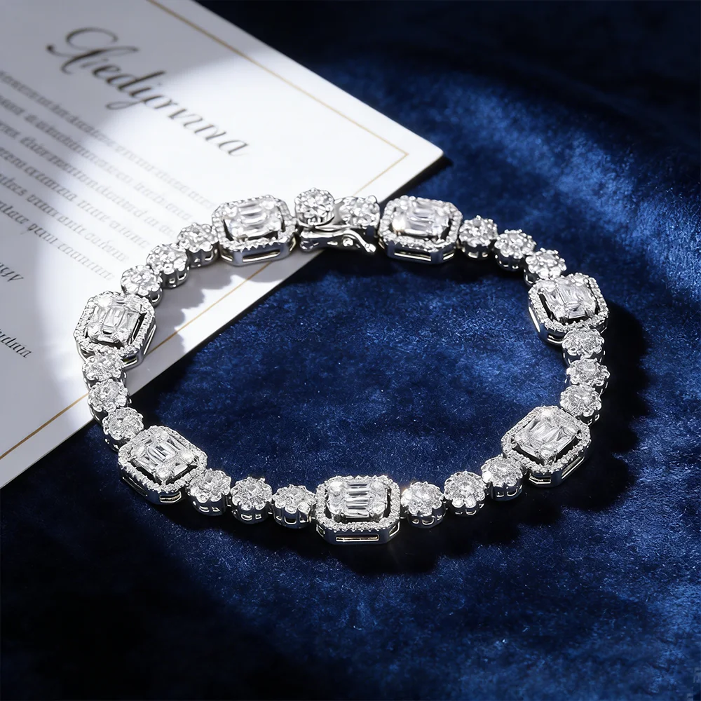 

JEWEL Bridal Wedding Bracelet – Silver Tone with Emerald Cut CZ Center – Perfect Evening Gown & Pageant Jewelry Gift