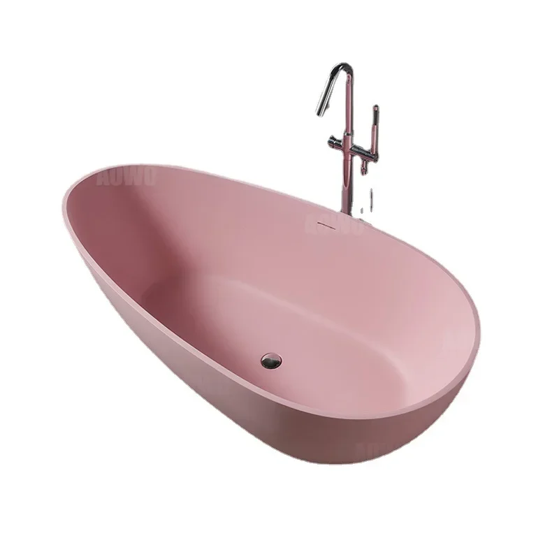 

Artificial stone bathtub Free-standing household adult bath Oval Qimei stone bathtub Toilet bath