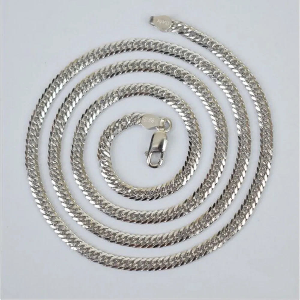 BOCAI New 100% Real Solid S925 Silver Car Flower Double Buckle Best Selling Thick Man‘s and Woman Necklace