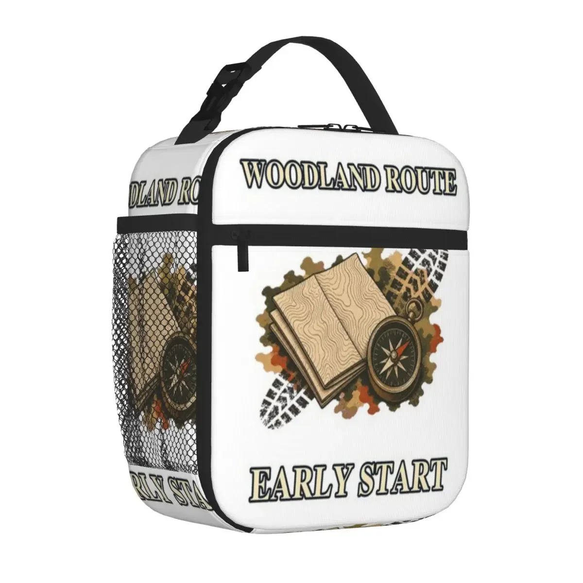 Hot Sale Woodland Route Early Start Outdoor Field Graphic Earthy Tone Portable Lunch Bag Office Outdoor Lunch Lunch Handbag