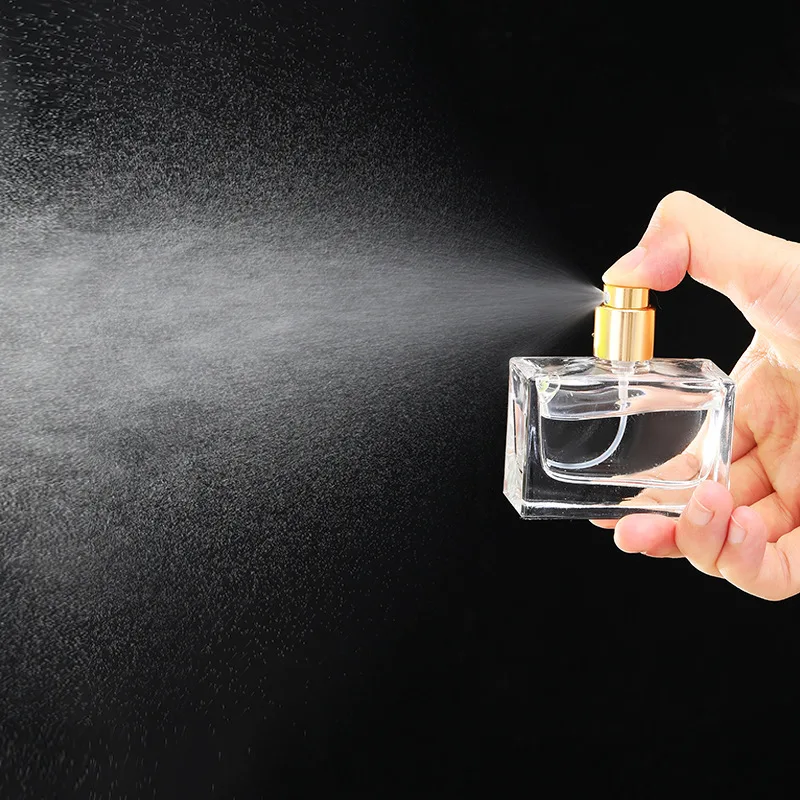 1PC 30ml Clear Square Glass Spray Bottle Refillable Portable Perfume Empty Bottle Cosmetic Containers Bottle Travel