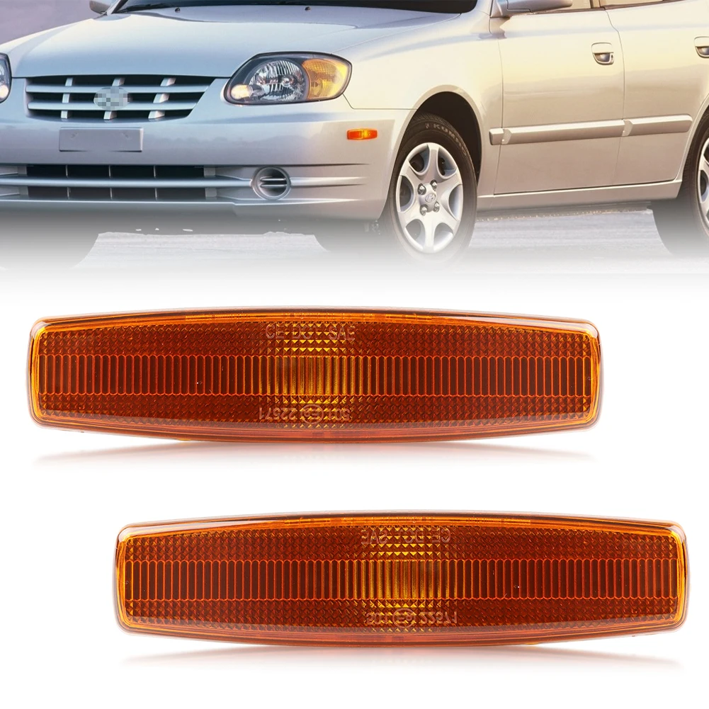 

2X Front Corner Side Marker Light Fender Light Turn Signal Light Cover For 2000 20012002 2003 2004 2005 2006 Hyundai Accent