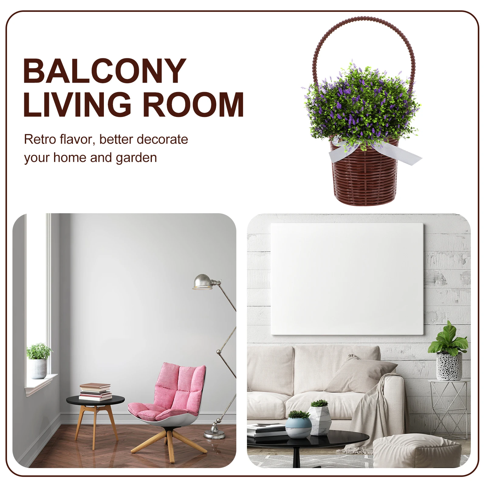 

3pcs Wall Hanging Flower Basket Plastic Planter Imitation Rattan Weaving Decorative Storage Shelf Garden Supplies Home
