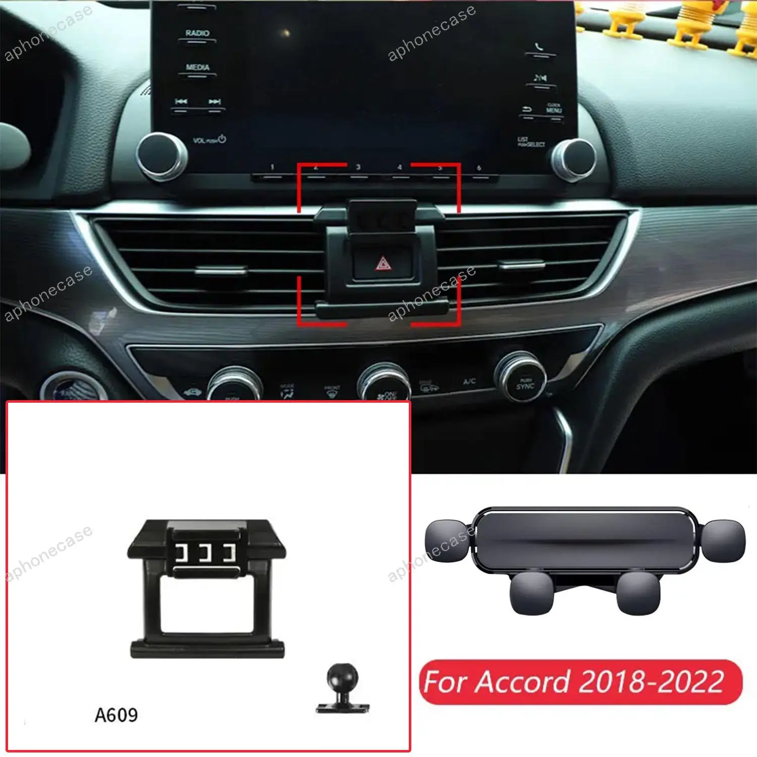 

Car Phone Holder Base Special Mounts For Honda Accord 10th 2018-2022 Fixed Air Outlet Bracket Base Accessories With Ball 17mm