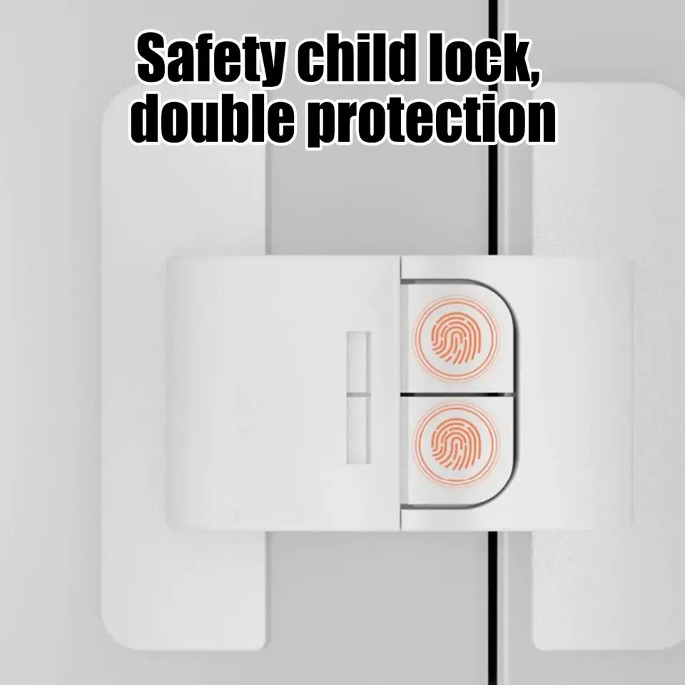 Refrigerator Locks Self-Adhesive Fixed Buckle Fridge Closer Metal Glass | Freezer Door Lock Kitchen RV Home Daily Metal Glass Kids Adults Cabinets