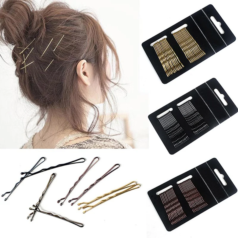 

24pcs Black Hair Clips U-shaped Bobby Pin For Women Invisible Wavy Hairpin Metal Barrettes Party Hair Styling Accessories