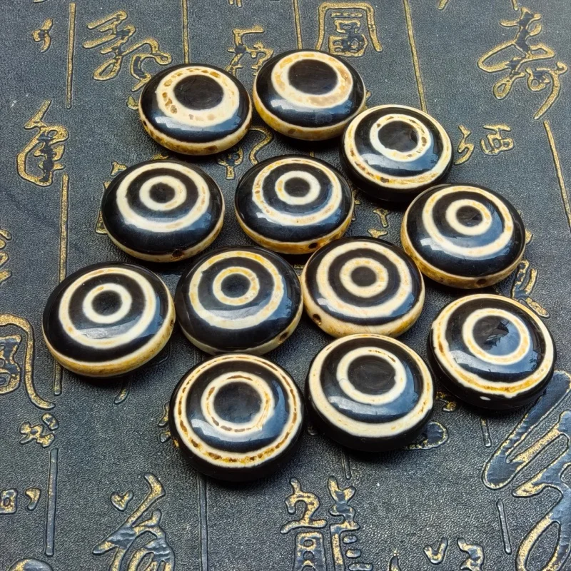 Tibetan Repetitive Eyes Sky Eye Totem Round Cake Agate Dzi Beads DIY Men's&Women's Jewelry Bracelets Necklaces Free Shipping