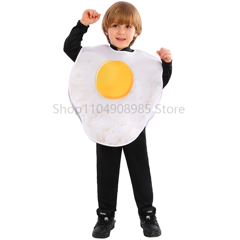 

Real Fried Egg Costume Children Fit Unisex Egg Tunic Jumpsuit Boys Girls Egg Costume For Halloween Purim Cosplay
